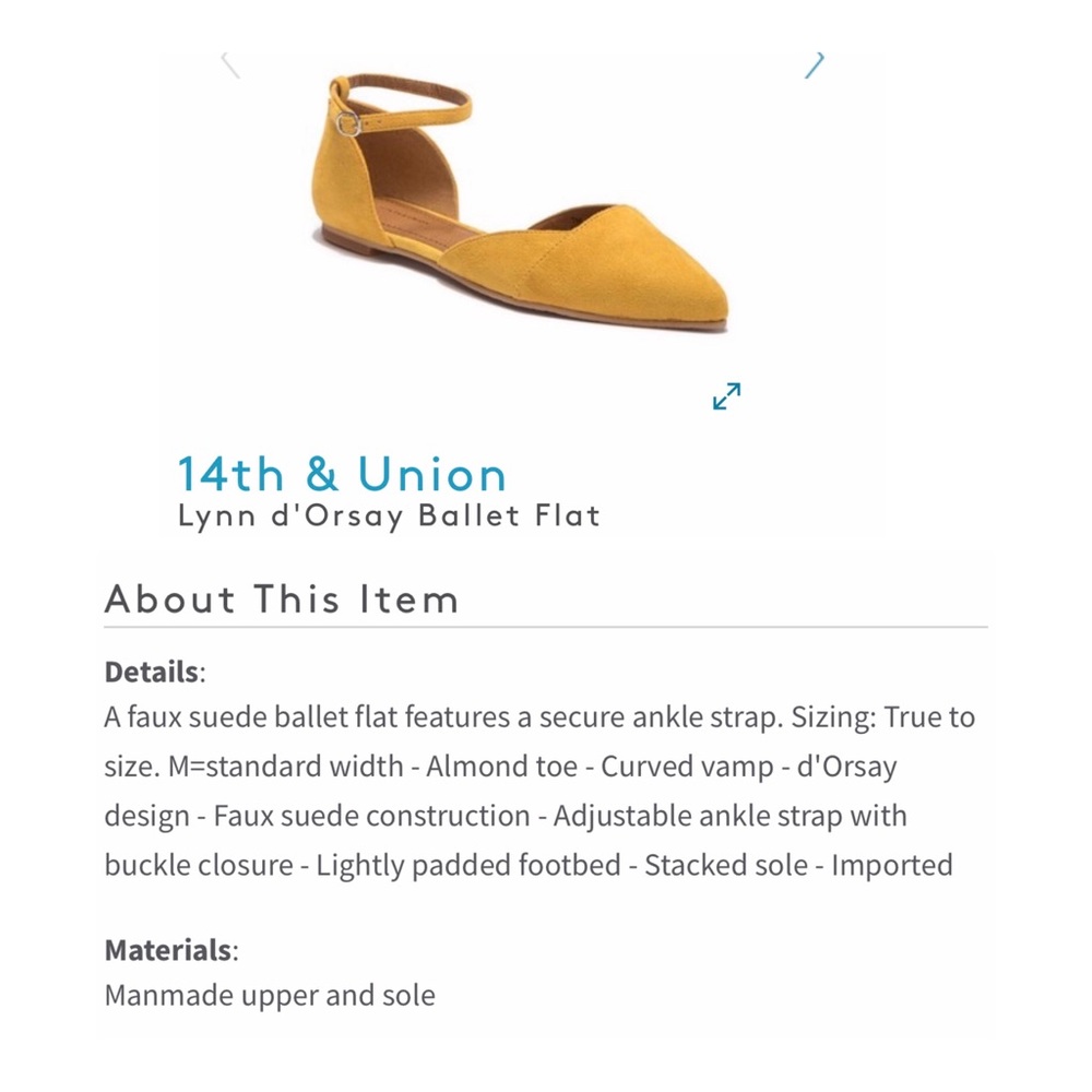 Women’s yellow flat - sz 8.5 (US)